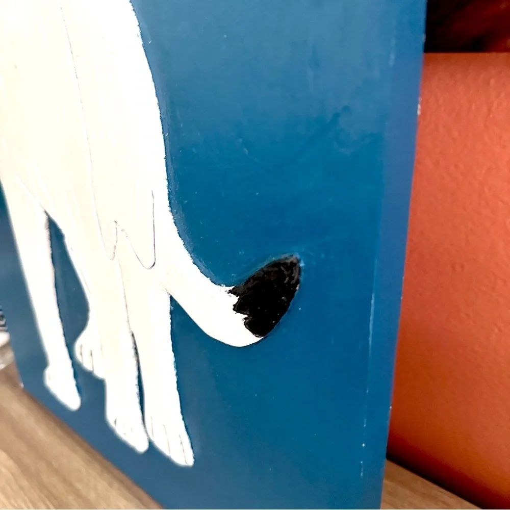 Original Cat Painting 3D Wood Wall Art Black & White Cat Quirky Art Blue Decor
